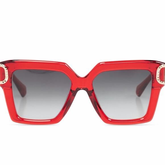 New! Valentino V UNO VLS 107D, Red Square Sunglasses, Authentic